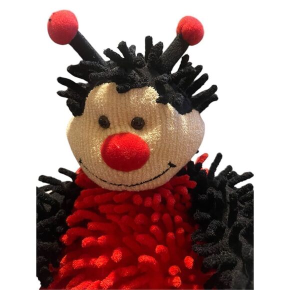 Burton Kids Red Black Polyester Ladybug Plush Mop Style Stuffed Animal Toy - Picture 4 of 14
